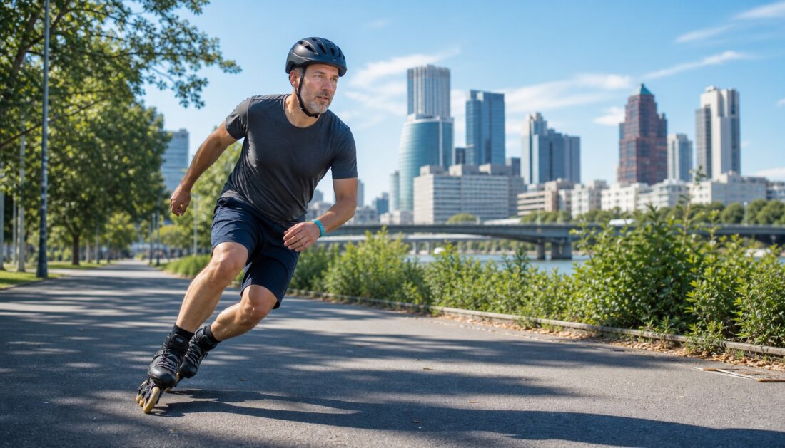 KI-generiertes Beitragsbild zum Artikel Inline-Skating: Kalorienverbrauch und Hausstrecken in deutschen Städten