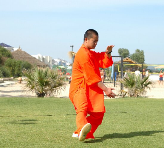 Wushu-Training im Freien als Athletik-Uebung