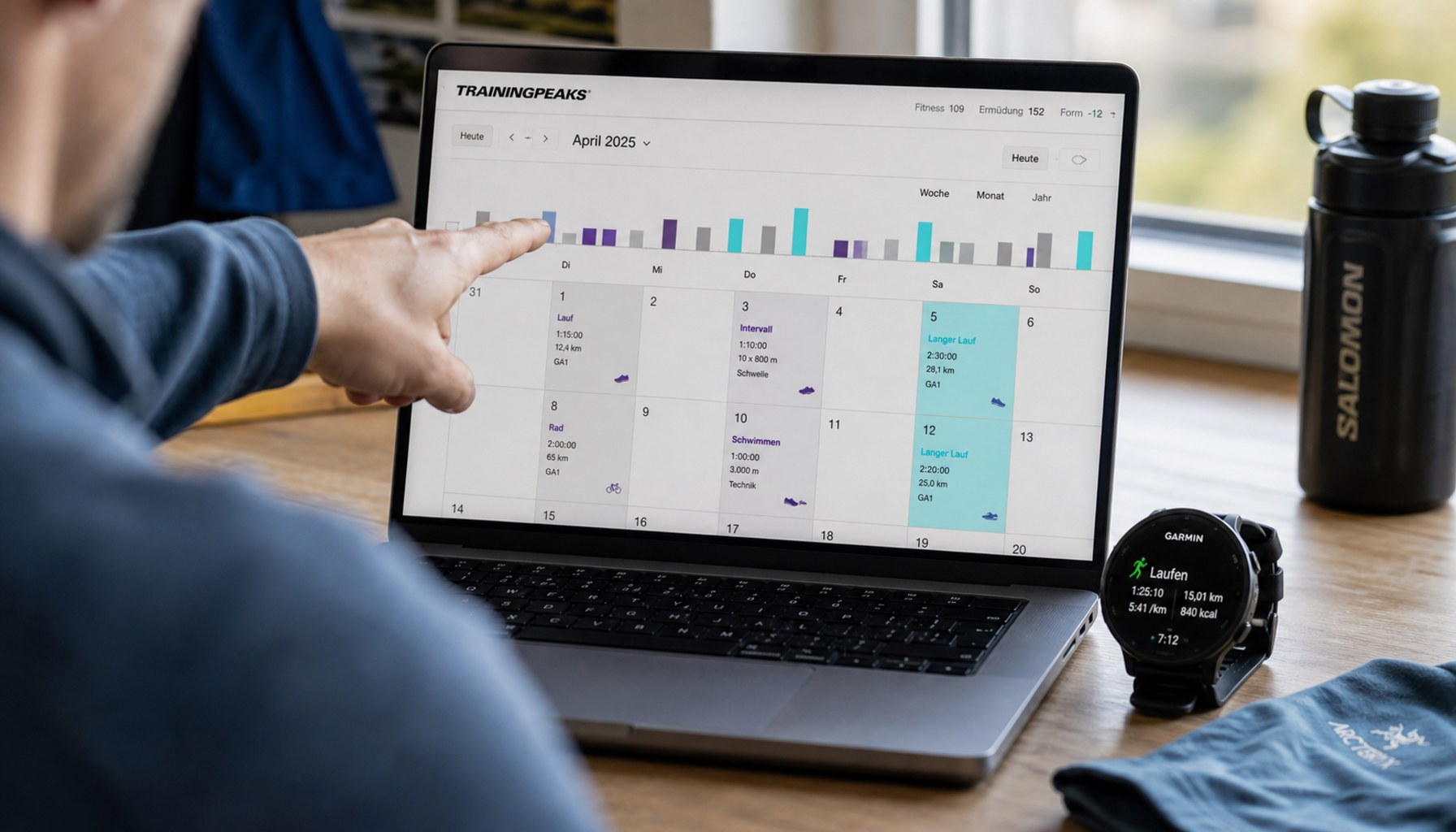 Trainingsplanung in TrainingPeaks mit Garmin-Uhr - die Schnittstelle zwischen Daten und Coaching-Struktur.